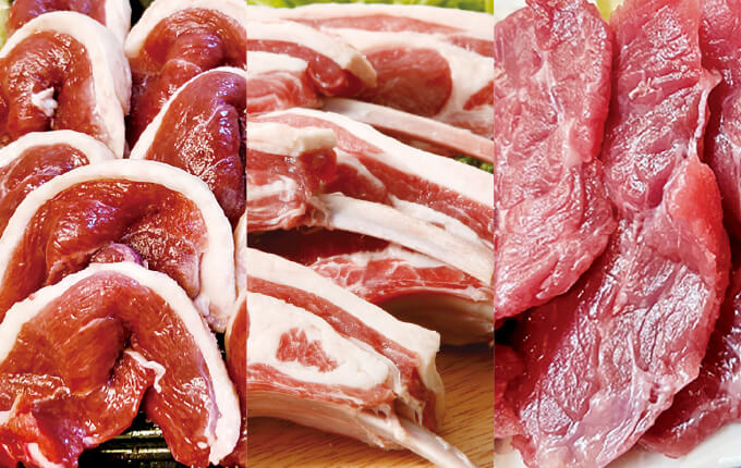 あい鴨肉・ラム肉・馬肉の写真