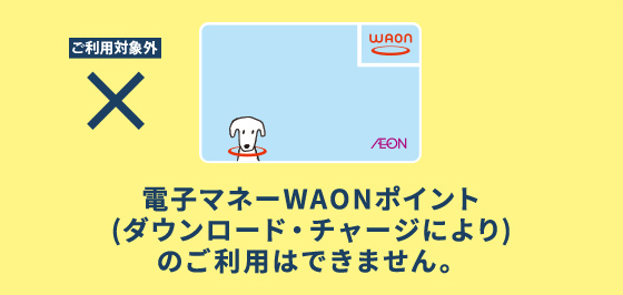 電子マネーWAONポイント（ダウンロード・チャージにより）のご利用はできません。