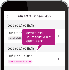 利用したクーポンが 表示されます