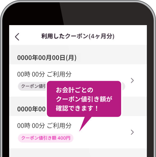 利用したクーポンが 表示されます