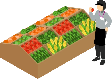 食品の品質を管理するスタッフのイラスト