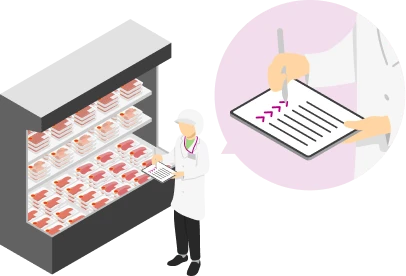 品質チェックと衛生管理をするスタッフのイラスト