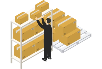 商品の数をチェックするスタッフのイラスト