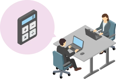 パソコンで経理業務をするスタッフのイラスト